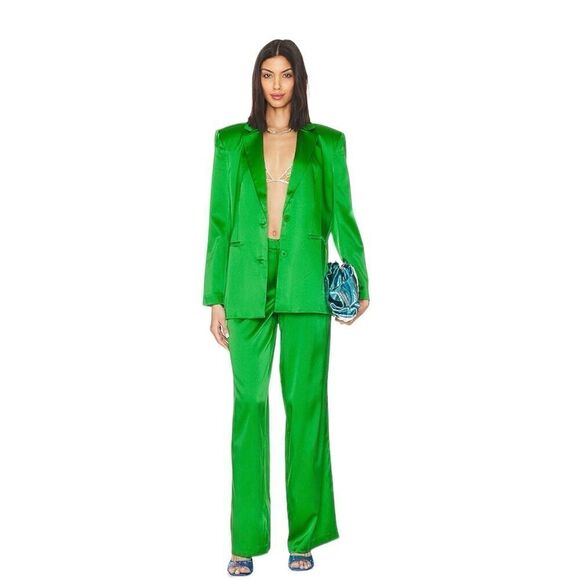 Retrofete SER.O.YA Motlee Silk Blazer in Kelly Green-Size S - Picture 3 of 8